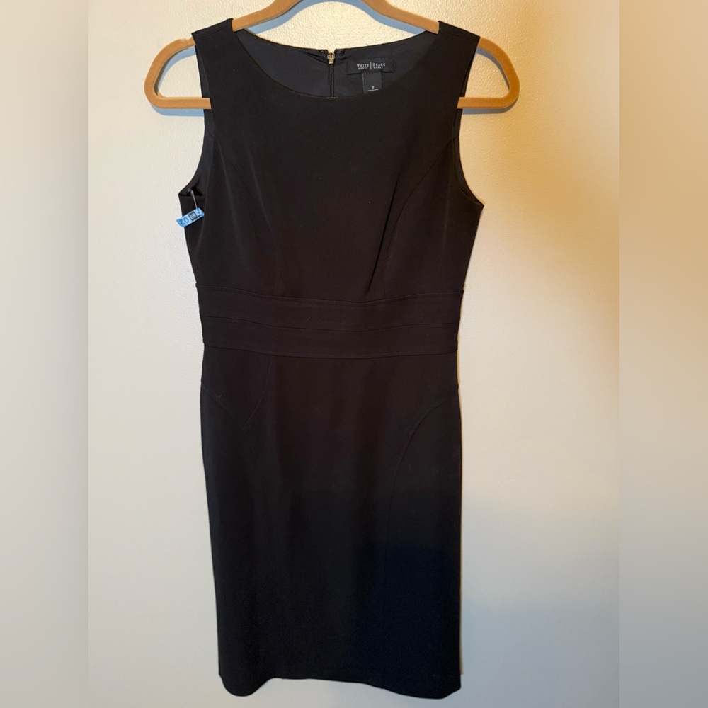 White House Black Market Classic Black Midi Dress Sz 2
